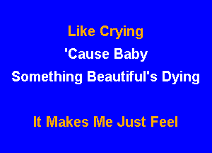 Like Crying
'Cause Baby

Something Beautiful's Dying

It Makes Me Just Feel