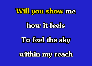 Will you show me

how it feels

To feel the sky

within my reach