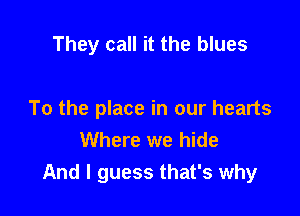 They call it the blues

To the place in our hearts
Where we hide
And I guess that's why