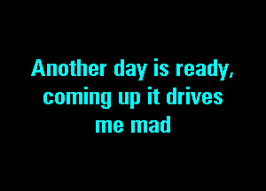 Another day is ready,

coming up it drives
me mad