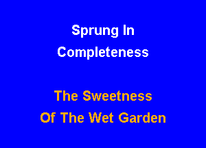Sprung In
Completeness

The Sweetness
Of The Wet Garden