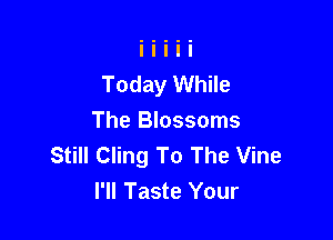 Today While

The Blossoms
Still Cling To The Vine
I'll Taste Your