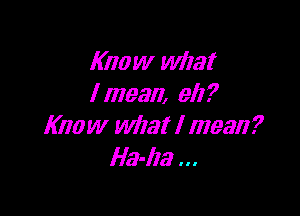 Know what
I mean, 911?

Know what I mean?
Ha-lla