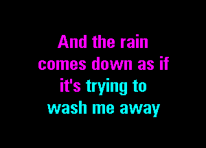 And the rain
comes down as if

it's trying to
wash me away