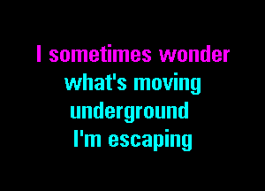 I sometimes wonder
what's moving

underground
I'm escaping