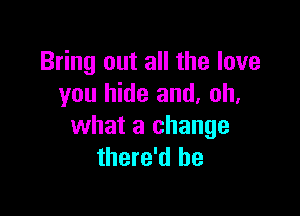 Bring out all the love
you hide and. oh.

what a change
there'd be