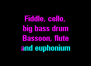 Fiddle, cello.
big bass drum

Bassoon, flute
and euphonium