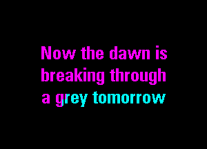 Now the dawn is

breaking through
a grey tomorrow