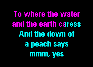 To where the water
and the earth caress

And the down of
a peach says
mmm, yes