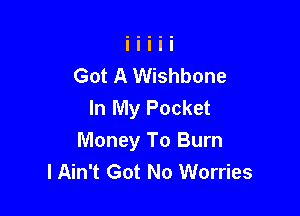 Got A Wishbone
In My Pocket

Money To Burn
lAin't Got No Worries