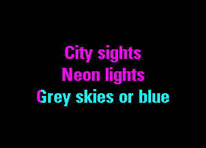 City sights

Neon lights
Grey skies or blue