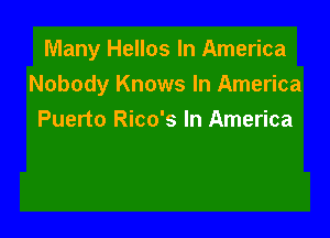 Many Hellos In America
Nobody Knows In America

Puerto Rico's In America