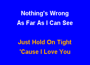 Nothing's Wrong
As Far As I Can See

Just Hold On Tight
'Cause I Love You