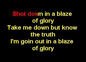 Shot down in a. blaze

of glory
Take me down but know

the truth
I'm goin out in a blaze

of glory