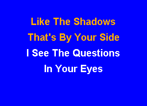 Like The Shadows
That's By Your Side

I See The Questions
In Your Eyes