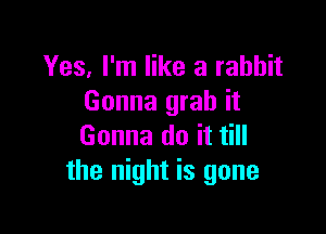 Yes, I'm like a rabbit
Gonna grab it

Gonna do it till
the night is gone