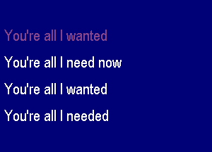 You're all I need now

You're all I wanted

You're all I needed