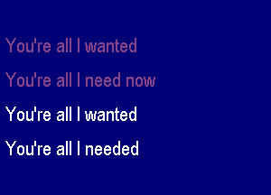 You're all I wanted

You're all I needed