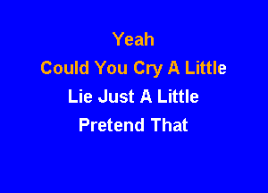 Yeah
Could You Cry A Little
Lie Just A Little

Pretend That