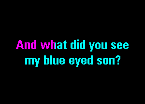 And what did you see

my blue eyed son?