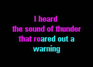 I heard
the sound of thunder

that roared out a
warning