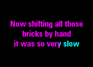 Now shifting all those

bricks by hand
it was so very slow
