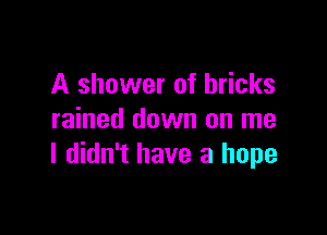A shower of bricks

rained down on me
I didn't have a hope