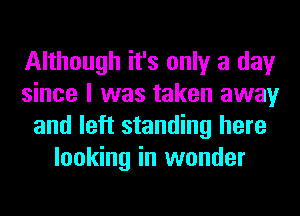 Although it's only a day
since I was taken away
and left standing here
looking in wonder