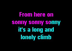 From here on
sunny sonny sonny

it's a long and
lonely climb