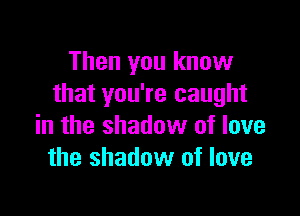 Then you know
that you're caught

in the shadow of love
the shadow of love