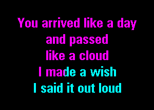 You arrived like a day
and passed

like a cloud
I made a wish
I said it out loud