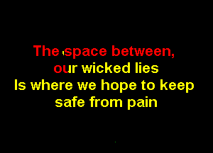 Thespace between,
our wicked lies

ls where we hope to keep
safe from pain