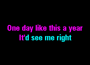 One day like this a year

It'd see me right