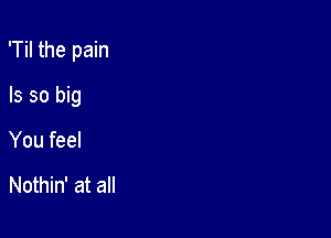 'Til the pain

ls so big
You feel

Nothin' at all