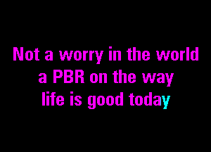 Not a worry in the world

3 PER on the way
life is good today
