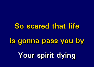 So scared that life

is gonna pass you by

Your spirit dying
