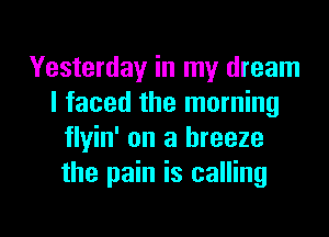 Yesterday in my dream
I faced the morning
flyin' on a breeze
the pain is calling

g
