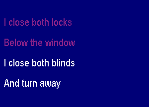 I close both blinds

And turn away