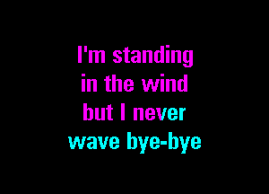 I'm standing
in the wind

but I never
wave hye-bye