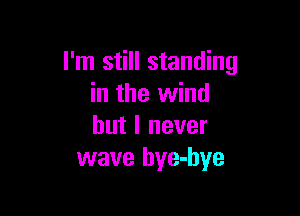 I'm still standing
in the wind

but I never
wave hye-hye
