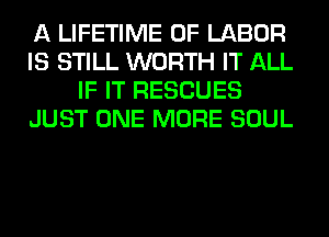 A LIFETIME OF LABOR
IS STILL WORTH IT ALL
IF IT RESCUES
JUST ONE MORE SOUL