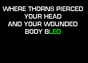 WHERE THORNS PIERCED
YOUR HEAD
AND YOUR WOUNDED
BODY BLED