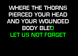 WHERE THE THORNS
PIERCED YOUR HEAD
AND YOUR WOUNDED
BODY BLED
LET US NOT FORGET