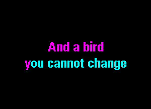 And a bird

you cannot change