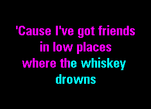 'Cause I've got friends
in low places

where the whiskey
drowns