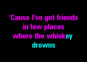 'Cause I've got friends
in low places

where the whiskey
drowns