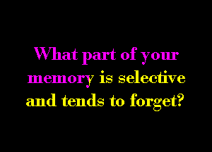 What part of your
memory is selective
and tends to forget?