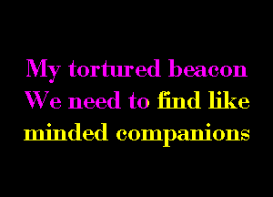 My tortured beacon
We need to 13nd like

minded companions