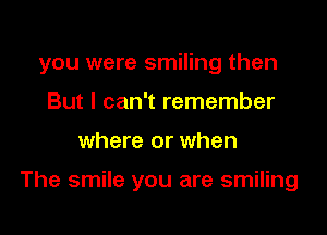 you were smiling then

But I can't remember
where or when

The smile you are smiling