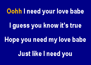 Oohh I need your love babe

I guess you know it's true

Hope you need my love babe

Just like I need you